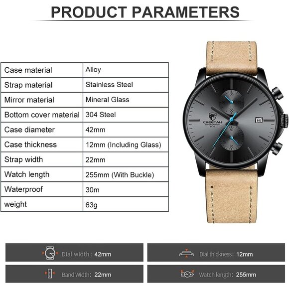 ⚡Tan Men’s Watch Fashion Sport Quartz Analog Mesh Stainless Steel Waterproof - Picture 4 of 8